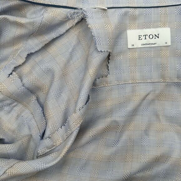 Eton Multi Color‎ Textured Twill Long Sleeve Button Front Shirt Sz 38/15 - Picture 5 of 6